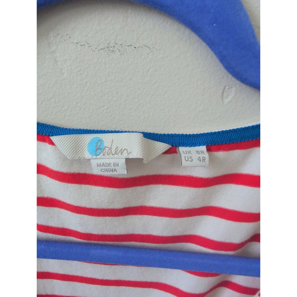 Boden Hallie Jersey Knit Midi Dress Sz 4 in Red White Stripe Casual Stretch - Picture 3 of 6